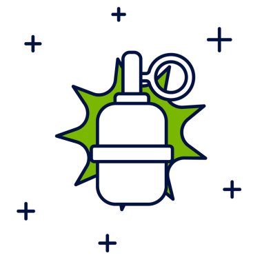 Filled outline Hand grenade icon isolated on white background. Bomb explosion. Vector.