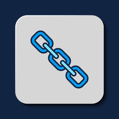 Doldurulmuş zincir bağlantı simgesi mavi arkaplanda izole edildi. Bağlantı bekar. Hiper bağlantı zinciri sembolü. Vektör.