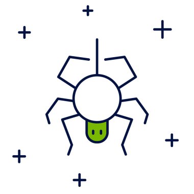 Beyaz arka planda izole edilmiş ana hatlı Örümcek simgesi. Mutlu Cadılar Bayramı Partisi. Vektör.