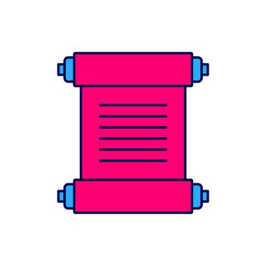 Beyaz arkaplanda izole edilmiş özet, kağıt, parşömen, kaydırma simgesi. Vektör.