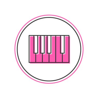 Beyaz arkaplanda izole edilmiş ana hatlı Büyük Piyano simgesi. Müzik aleti. Vektör.