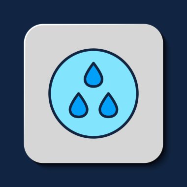 Filled outline Water drop icon isolated on blue background. Vector.