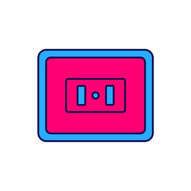 Doldurulmuş elektrik çıkış simgesi beyaz arkaplanda izole edildi. Elektrik prizi. Rosette sembolü. Vektör.