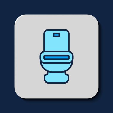 Filled outline Toilet bowl icon isolated on blue background. Vector.