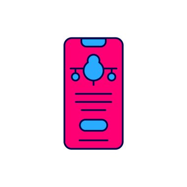 Filled outline Smartphone with electronic boarding pass airline ticket icon isolated on white background. Passenger plane mobile ticket for web and app. Vector.