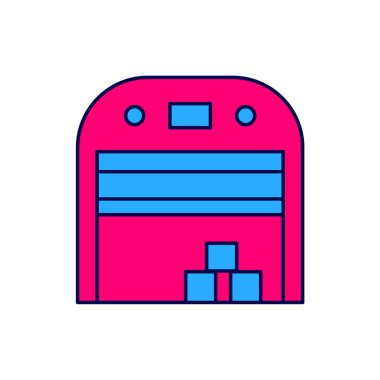 Filled outline Aircraft hangar icon isolated on white background. Vector.