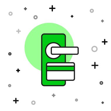 Filled outline Digital door lock with wireless technology for unlock icon isolated on white background. Door handle sign. Security smart home. Vector.