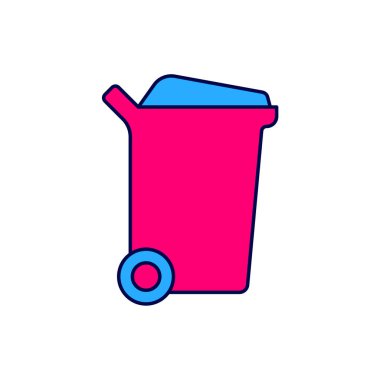 Doldurulmuş çöp kutusu simgesi beyaz arkaplanda izole edildi. Çöp kutusu tabelası. Sepet simgesini geri dönüştür. Ofis çöpü ikonu. Vektör.