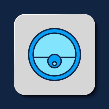 Filled outline Robot vacuum cleaner icon isolated on blue background. Home smart appliance for automatic vacuuming, digital device for house cleaning. Vector.