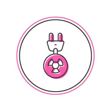 Filled outline Radiation electrical plug icon isolated on white background. Nuclear energy. Vector.