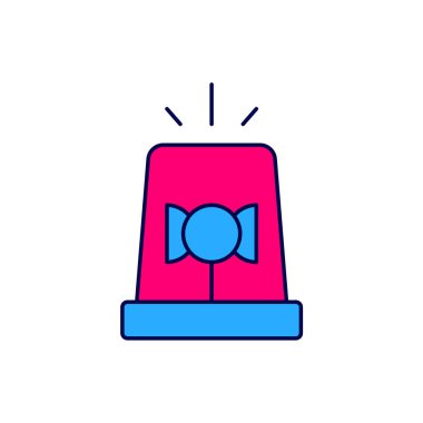 Beyaz arkaplanda izole edilmiş ana hatlı siren simgesi. Acil durum sireni. Vektör.