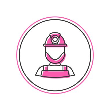 Filled outline Miner in a helmet icon isolated on white background. Vector.
