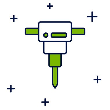 Ana hatları doldurulmuş kaya matkabı simgesi beyaz arka planda izole edilmiş. Vektör.