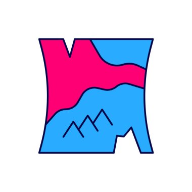 Filled outline Folded map icon isolated on white background. Vector.