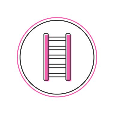 Doldurulmuş Ateş merdiven simgesi beyaz arkaplanda izole edildi. Pompier merdiveni. İtfaiyeciler merdiveni sırıkla tırmanır. Vektör.