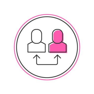 Filled outline Exchange work icon isolated on white background. Information exchange between people. Employee or people Replacement or swap position concept. Vector.
