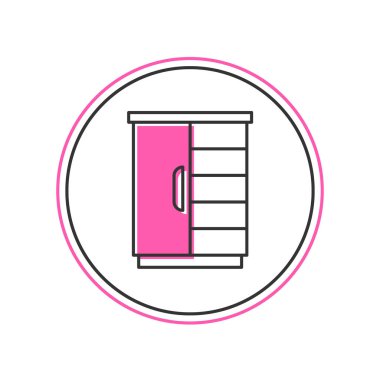 Doldurulmuş Gardırop simgesi beyaz arkaplanda izole edildi. Dolap tabelası. Vektör.