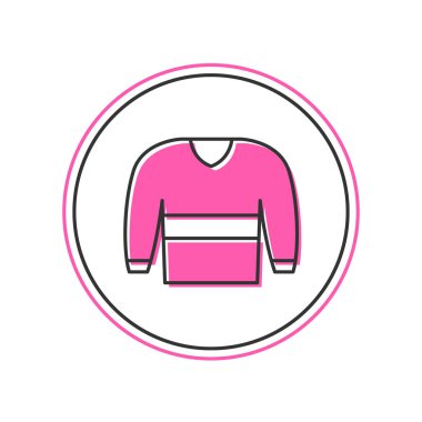 Doldurulmuş Süveter simgesi beyaz arkaplanda izole edildi. Kazak ikonu. Kazak tabelası. Vektör.