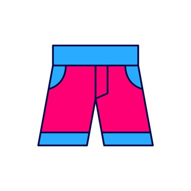 Beyaz arkaplanda izole edilmiş kısa çizgi ya da pantolon simgesi. Vektör.