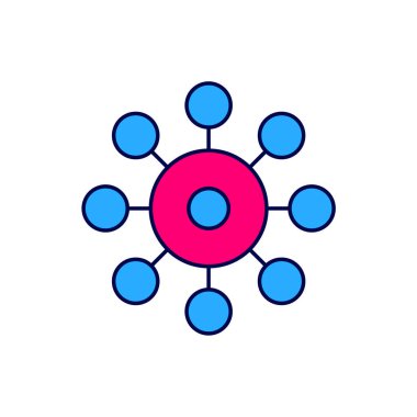 Beyaz arkaplanda izole edilmiş ana hatlı virüs simgesi. Corona virüsü 2019-nCoV. Bakteri ve mikroplar, hücre kanseri, mikrop, mantar. Vektör.