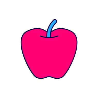 Doldurulmuş ana hatlı Apple simgesi beyaz arkaplanda izole edildi. Fazla kilolu. Sağlıklı diyet menüsü. Fitness diyeti elması. Vektör.