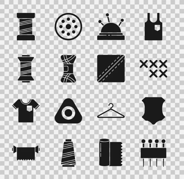 Set Needle for sewing Leather Adjustable embroidery hoop bed and needles Yarn Sewing thread and Pattern icon. Vector.