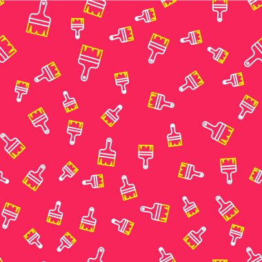 Çizgi fırçası simgesi kırmızı arkaplanda izole edilmiş pürüzsüz desen. Vektör.