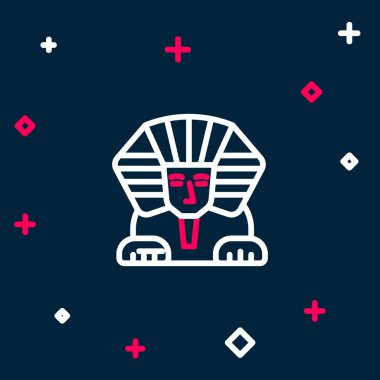 Line Sphinx - mythical creature of ancient Egypt icon isolated on blue background. Colorful outline concept. Vector.