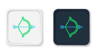 Line Bow and arrow icon isolated on white background. Cupid symbol. Love sign. Happy Valentines day. Colorful outline concept. Vector.