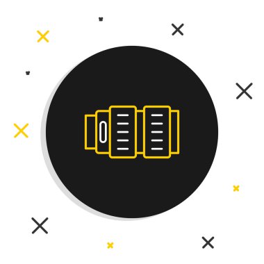 Hat kamerası fotoğraf merceği simgesi beyaz arkaplanda izole edildi. Renkli taslak konsepti. Vektör.