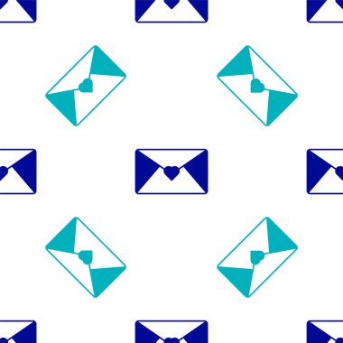 Sevgililer Günü kalp ikonuna sahip mavi zarf beyaz arka planda izole edilmiş. Mesaj aşkım. Aşk ve romantizm mektubu. Vektör.