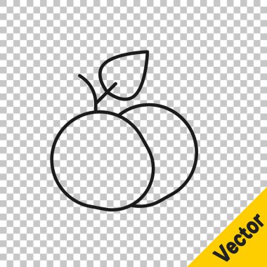 Black line Mango fruit icon isolated on transparent background. Vector.