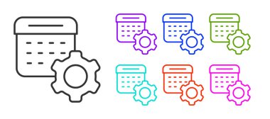 Black line Calendar settings icon isolated on white background. Date settings. Set icons colorful. Vector.