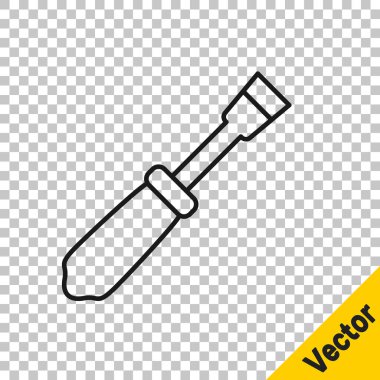 Siyah çizgi tornavida simgesi şeffaf arkaplanda izole edildi. Servis aracı sembolü. Vektör.