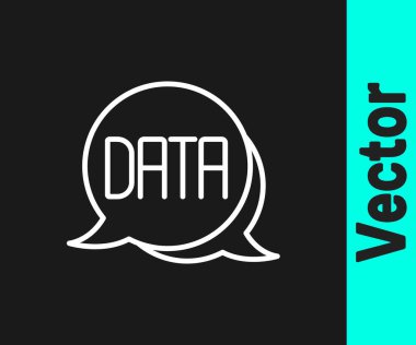 Siyah arkaplanda beyaz çizgi veri analiz simgesi izole edildi. İş veri analizi süreci, istatistik. Çizelgeler ve diyagramlar. Vektör.