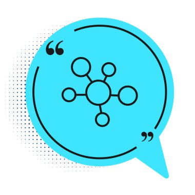 Black line Mind map infographic icon isolated on white background. Blue speech bubble symbol. Vector.