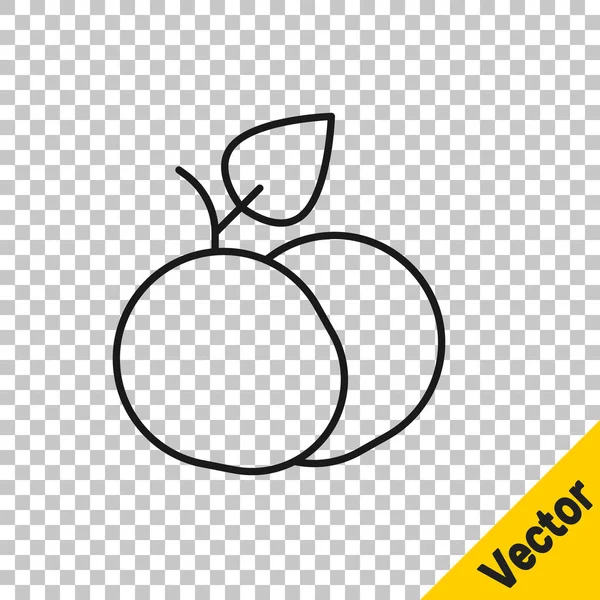 Black line Mango fruit icon isolated on transparent background. Vector.