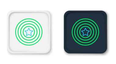 Çizgi Amerikan yıldız kalkanı simgesi beyaz arkaplanda izole edildi. Amerika Birleşik Devletleri bayrağı. 4 Temmuz. ABD Bağımsızlık Günü. Renkli taslak konsepti. Vektör.