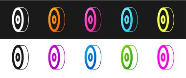 Set Skateboard ball bearing icon isolated on black and white background. Vector.