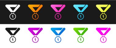 Madalya simgesini siyah beyaz arkaplanda izole et. Kazanan sembol. Vektör.