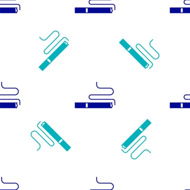 Mavi Sigara simgesi, beyaz arka planda izole edilmiş pürüzsüz desen. Tütün tabelası. Sigara içme sembolü. Vektör.