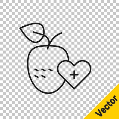Black line Healthy fruit icon isolated on transparent background. Vector.