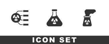 Set Radioactive, Test tube radiation and Nuclear power plant icon. Vector.