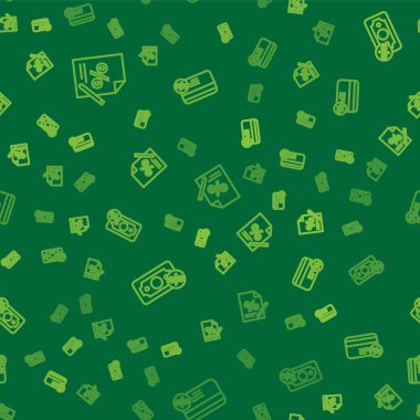 Set line Finance document, Money percent and Discount card with on seamless pattern. Vector.