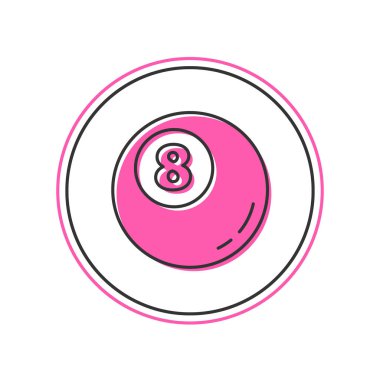 Beyaz arka planda izole edilmiş ana hatlı bilardo bilardo topu ikonu. Vektör.