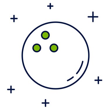 Doldurulmuş bovling topu simgesi beyaz arkaplanda izole edildi. Spor malzemeleri. Vektör.