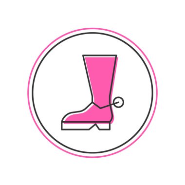 Beyaz arkaplanda izole edilmiş çizilmiş Kovboy çizmesi simgesi. Vektör.