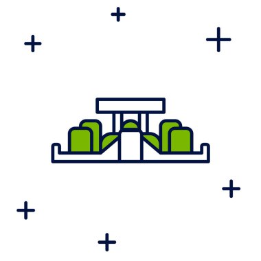 Filled outline Formula 1 racing car icon isolated on white background. Vector.