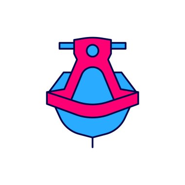 Doldurulmuş ana hatlı Jet ski simgesi beyaz arkaplanda izole edildi. Su motoru. Olağanüstü bir spor. Vektör.