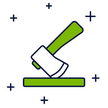 Doldurulmuş ahşap balta simgesi beyaz arkaplanda izole edildi. Oduncu baltası. Vektör.